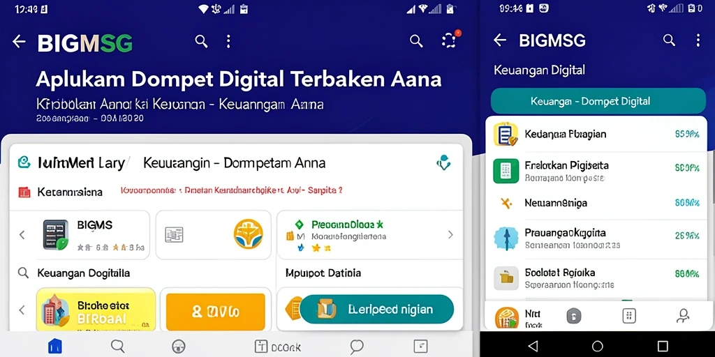 Antarmuka pengguna yang sederhana dan menarik dari aplikasi Dompet Digital BIGMSG.