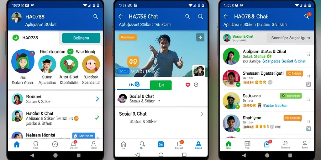 Tampilan antarmuka HAO788 dengan koleksi Status & Stiker yang menarik.