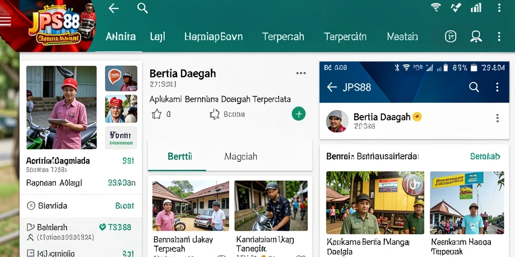 Antarmuka JPS88 menampilkan berita daerah terkini dengan desain yang menarik.