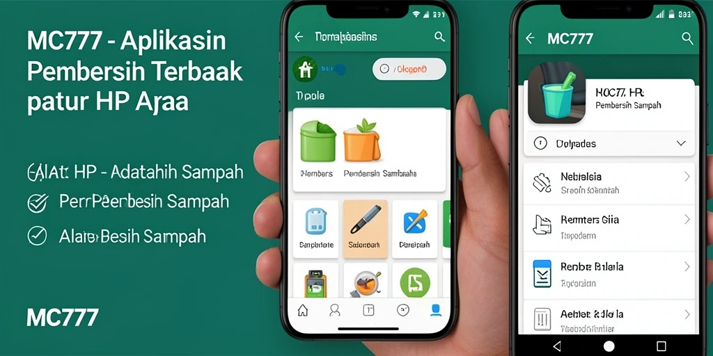 Tampilan antarmuka aplikasi Pembersih Sampah MC777 yang sederhana dan intuitif.