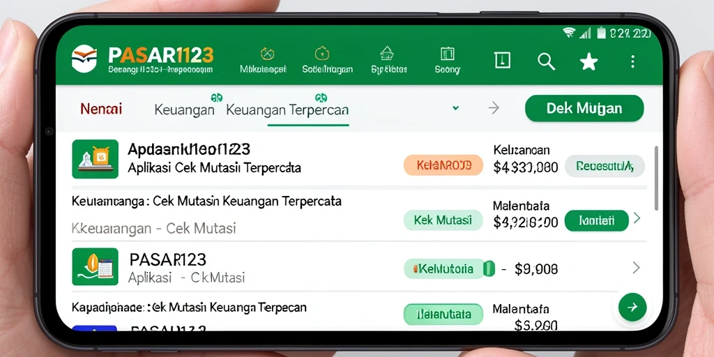 Tampilan antarmuka PASAR123 saat melakukan cek mutasi keuangan.