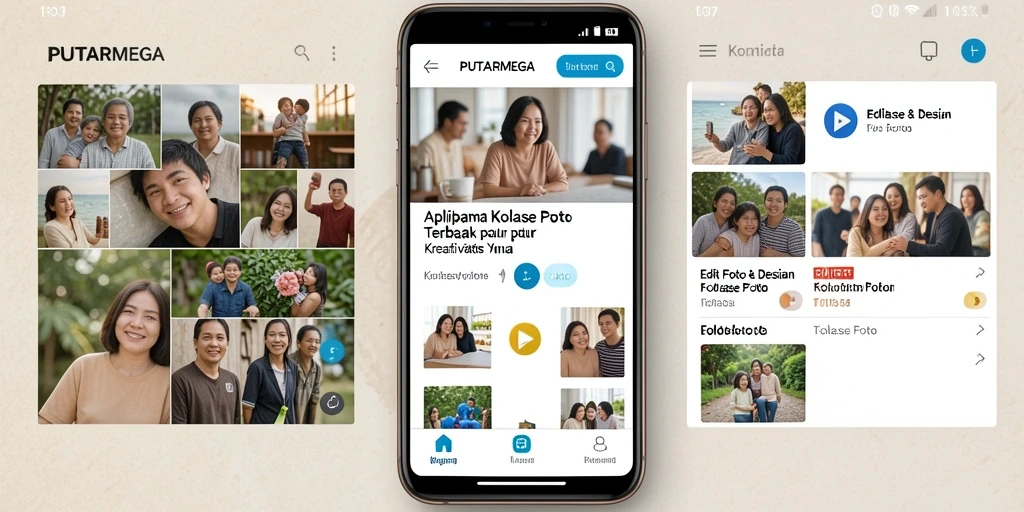 Tampilan antarmuka PUTARMEGA saat membuat kolase foto.