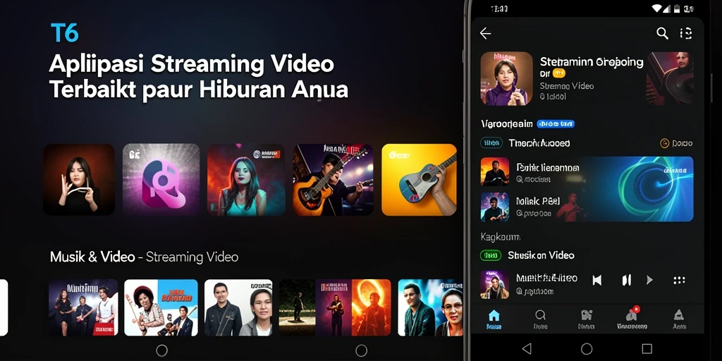 Tampilan antarmuka T6 yang bersih dan menarik untuk Streaming Video.